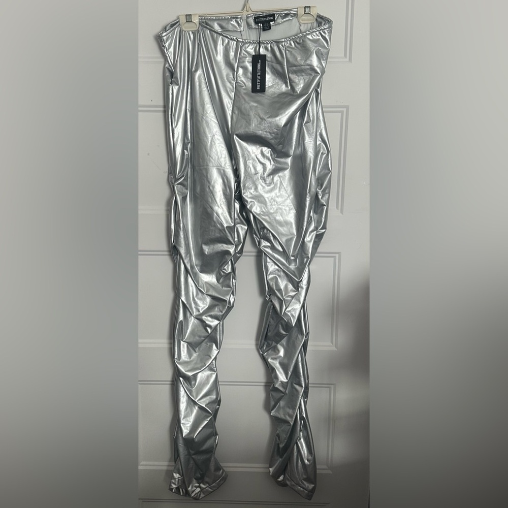 DAY 13 ADVENT CALENDAR SALE 🎄 PrettyLittleThing Metallic Silver Trousers